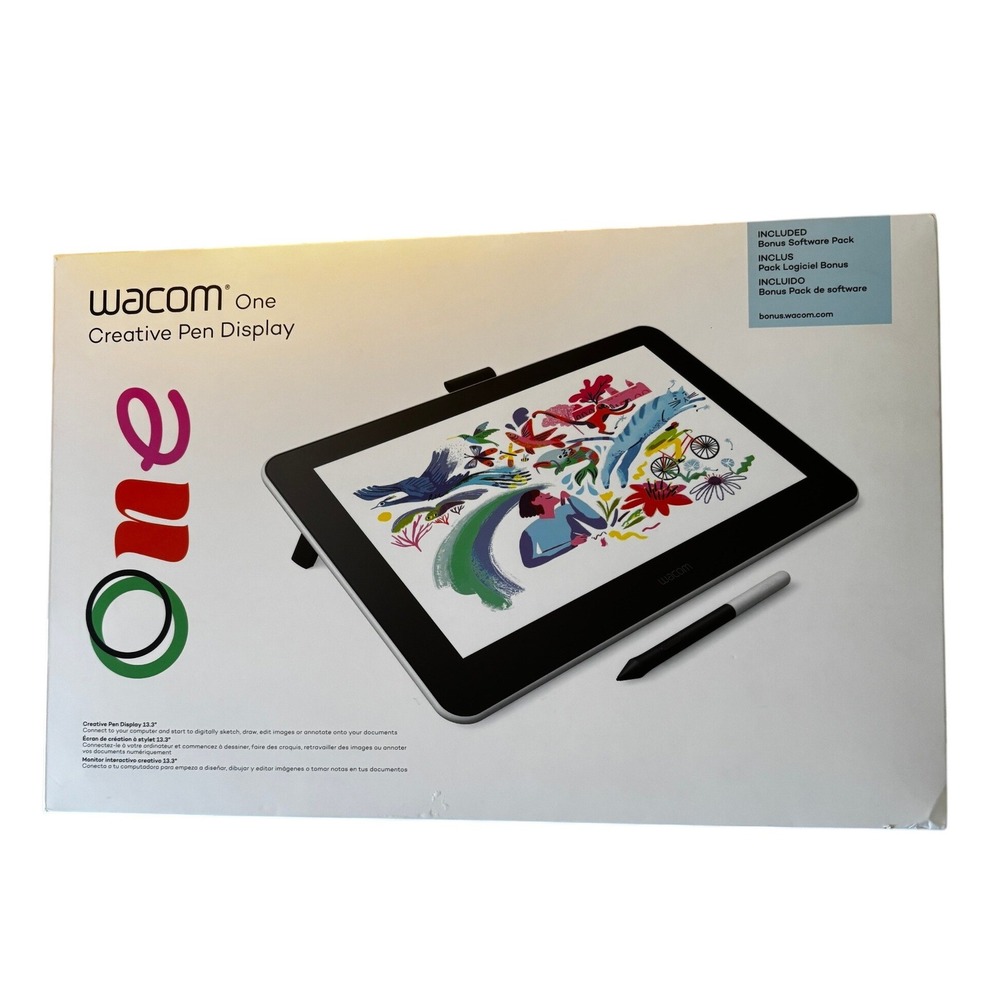 Wacom One Creative Pen Display 13.3 White DTC133W0A Drawing Tablet Graphics NEW